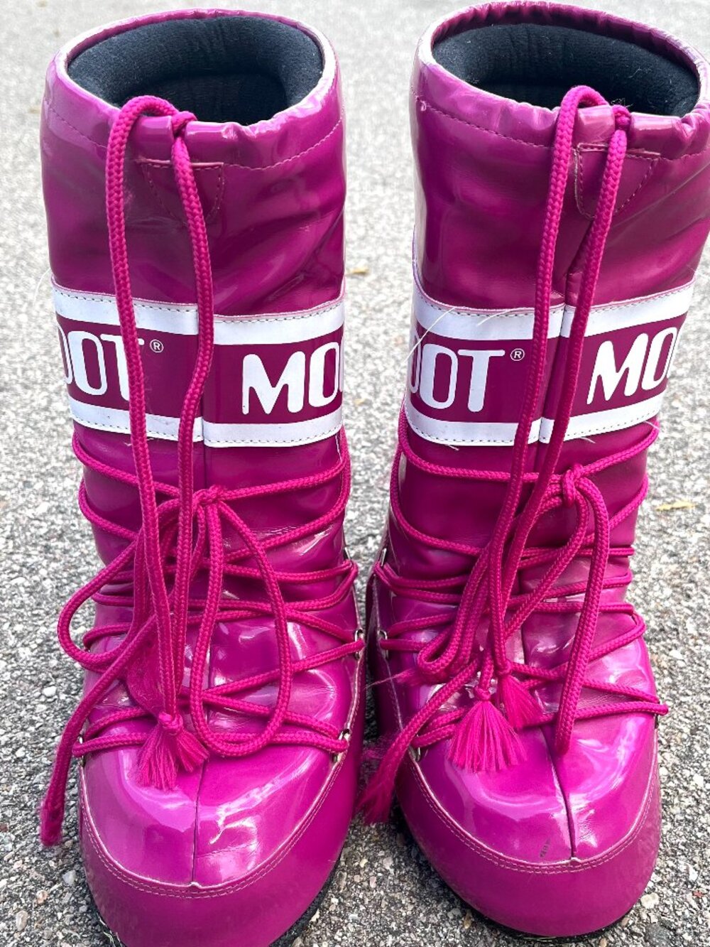 Womens Moon Boots Size 35/38 US 5 6 7 Pink Magenta Vinyl PVC Astronaut Costume